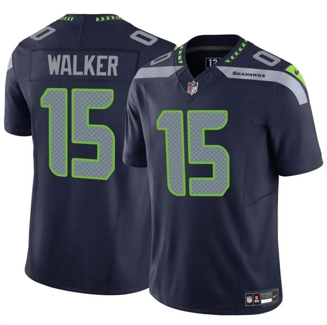 Men's Seattle Seahawks #15 P.J. Walker Navy 2024 F.U.S.E Vapor Limited Football Stitched Jersey